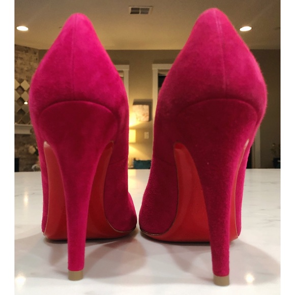 CHRISTIAN LOUBOUTIN Hot Pink “Simple Pump” Suede Heels SZ 36.5 - Picture 9 of 17